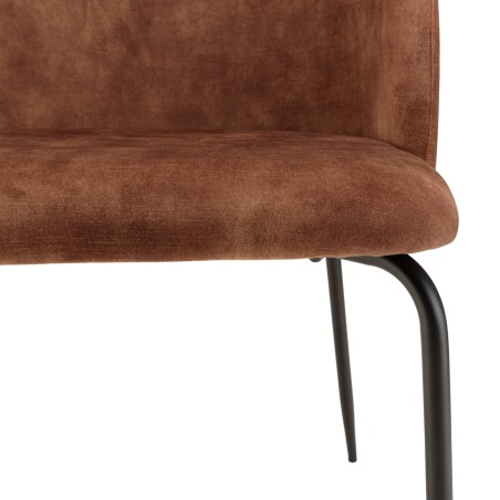 TOM - Set of 2 Mahogany Velvet Chairs | Steel Legs | Wraparound Backrest