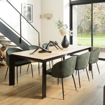 Lot de 2 chaises velours vert sapin TOM