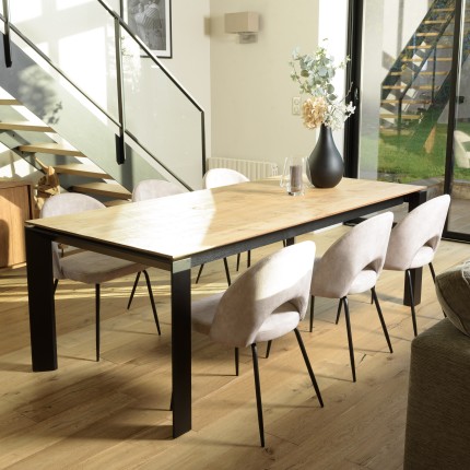 Lot 2 chaises velours beige TOM - Pieds acier noir