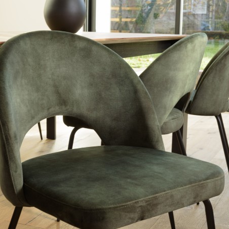 Lot 2 chaises velours vert sapin TOM