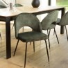 TOM - Set of 2 Pine Green Velvet Chairs with Steel Legs