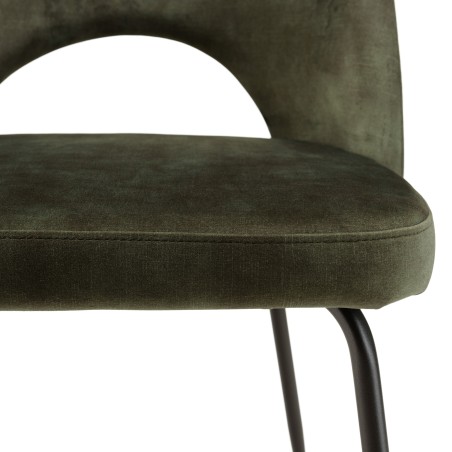 TOM - Set of 2 Pine Green Velvet Chairs with Steel Legs