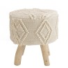 SACHA Round Stool - Ivory Diamond-Patterned Wool - 40 x 40 cm
