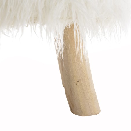 Tabouret rond SACHA en peau de mouton 40x40cm