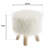 SACHA Round Stool 40x40cm Ivory Sheepskin with Wooden Legs