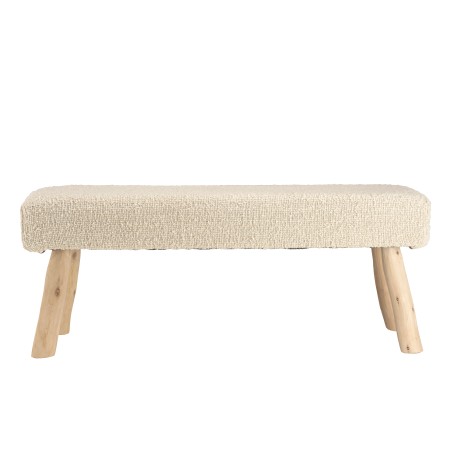 Banc SACHA en laine texturée ivoire 120x40cm