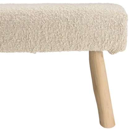 Banc SACHA en laine texturée ivoire 120x40cm