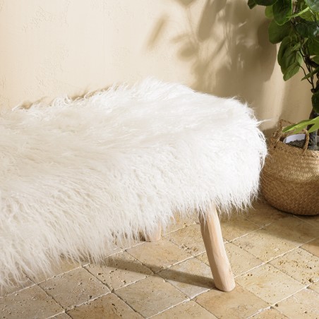 SACHA Bench 120x40cm Ivory Sheepskin