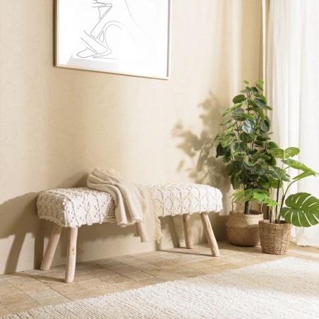 SACHA Bench 120x40cm Ivory Wool | Elegant and Comfortable