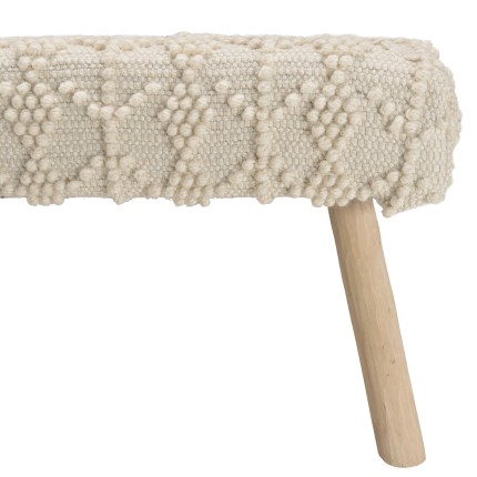 Banc SACHA 120x40cm laine motifs losanges ivoire