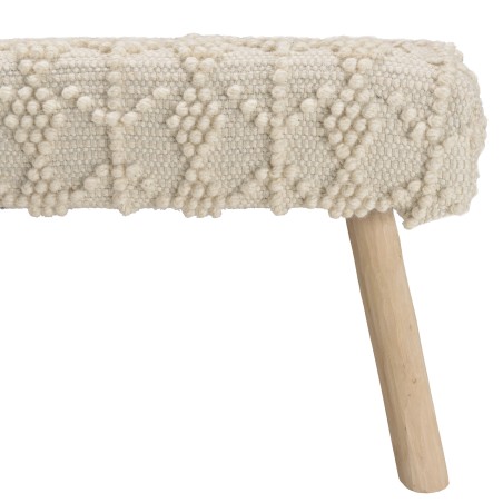 Banc SACHA 120x40cm laine motifs losanges ivoire