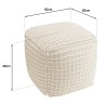 Pouf carré en laine texturée couleur ivoire SACHA