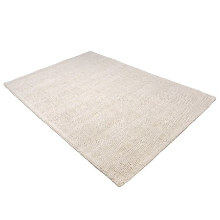 Tapis rectangulaire en laine bouclée ivoire 160x230cm