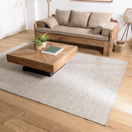 Tapis QUENTIN en laine tissée blanc/gris chiné 200x290cm