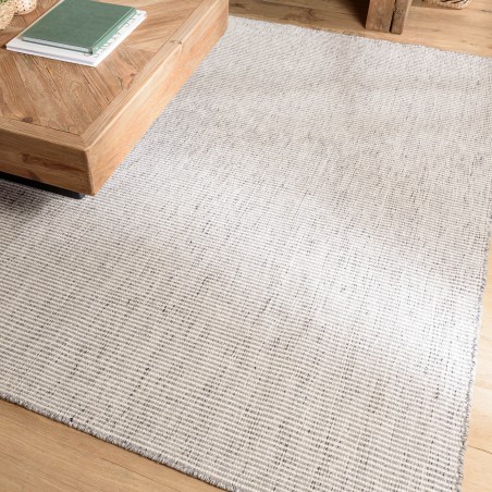 Tapis QUENTIN en laine tissée blanc/gris chiné 200x290cm