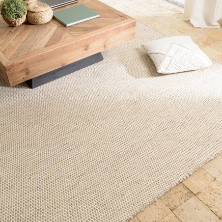 Tapis QUENTIN 160x230cm laine blanc/marron chiné
