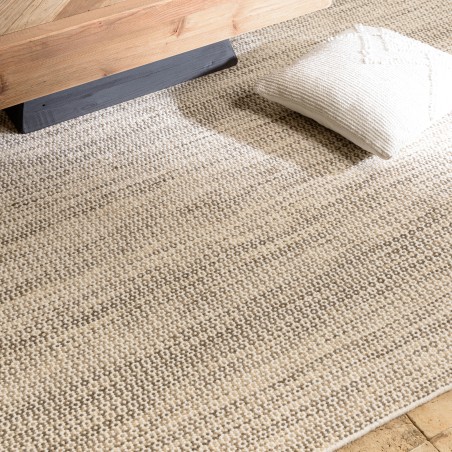 Tapis QUENTIN en laine tissée blanc et kaki 200x290cm