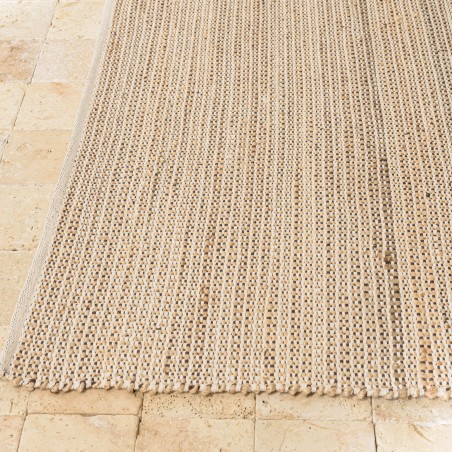 Tapis QUENTIN 200x290cm jute et coton - Sable/Ivoire/Noir