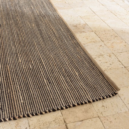 Tapis QUENTIN en jute et coton 200x290cm - Sable et noir
