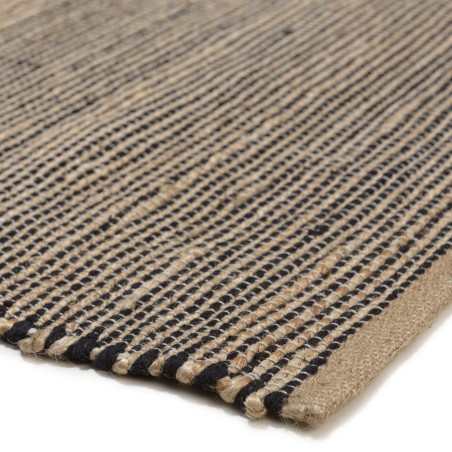 Quentin Rectangular Rug 200x290 cm - Jute & Cotton - Sand & Black