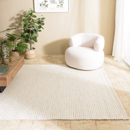 Tapis QUENTIN en laine tissée 160x230cm - couleur écru