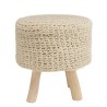 Tabouret rond en laine tressée ivoire SACHA