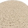 SACHA Round Stool - Ivory Woven Wool, 40 x 40 cm