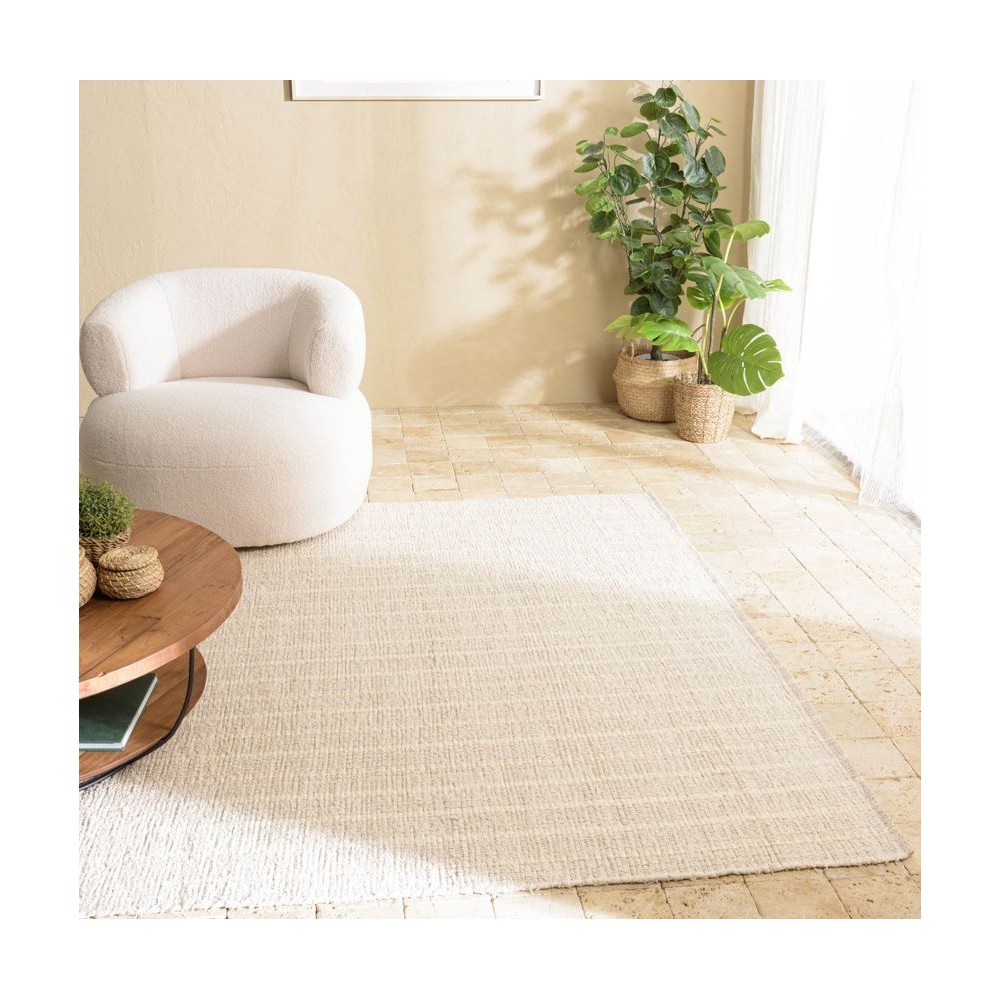 Tapis rectangulaire en coton recyclé 200x290cm - couleur ivoire Tapis rectangulaire en coton recyclé 200x290cm - couleur ivoire