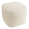 SACHA - Square Textured Ivory Wool Pouffe