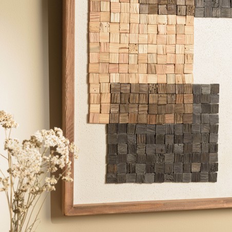 SANDY Wall Decoration No. 1 42x62cm Beige/Black Mosaic Recycled Pine