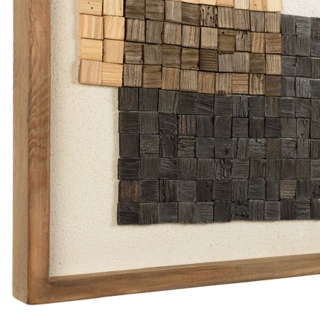 Décoration murale mosaïque beige/noire 42x62cm en pin recyclé