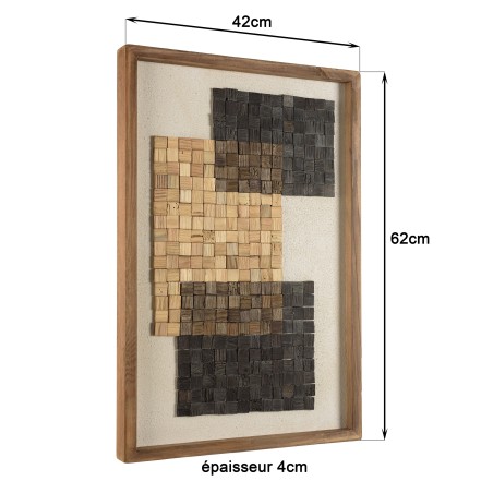 SANDY Wall Decoration No. 1 42x62cm Beige/Black Mosaic Recycled Pine