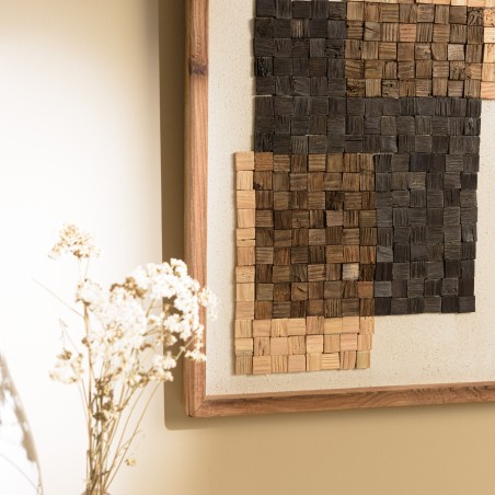 Décoration murale SANDY - Mosaïque beige/noire 42x62cm