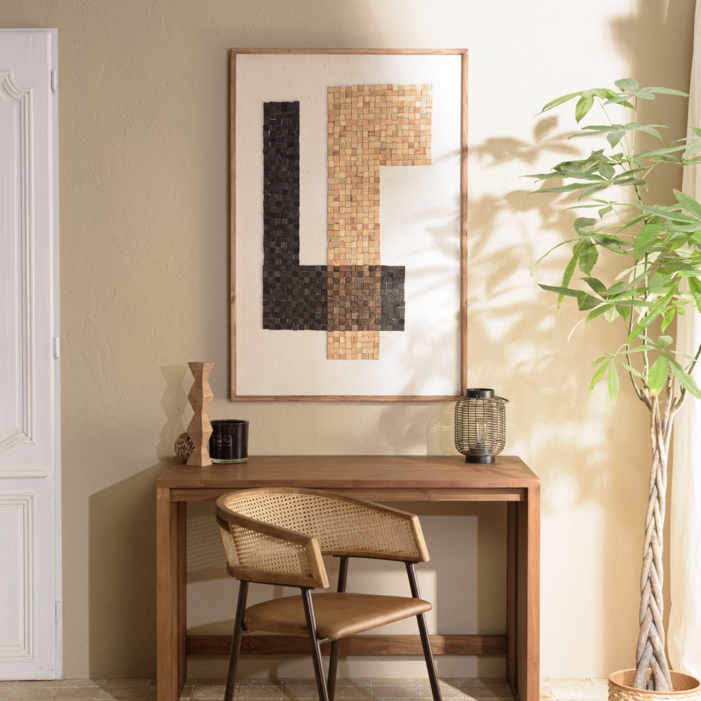 Décoration murale SANDY 82x122cm mosaïque beige/noire en Pin recyclé Décoration murale SANDY 82x122cm mosaïque beige/noire en Pin recyclé