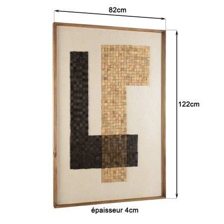 Décoration murale SANDY 82x122cm mosaïque beige/noire en Pin recyclé