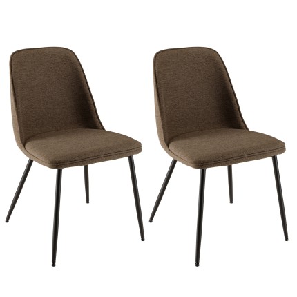 TOM - Set of 2 Brown Fabric Chairs
