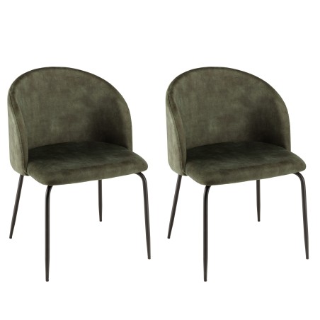 Lot de 2 chaises velours vert sapin TOM