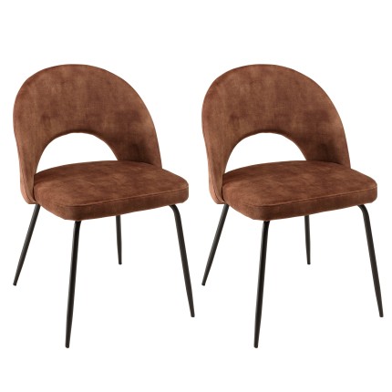 Lot 2 chaises velours acajou dossier ouvert