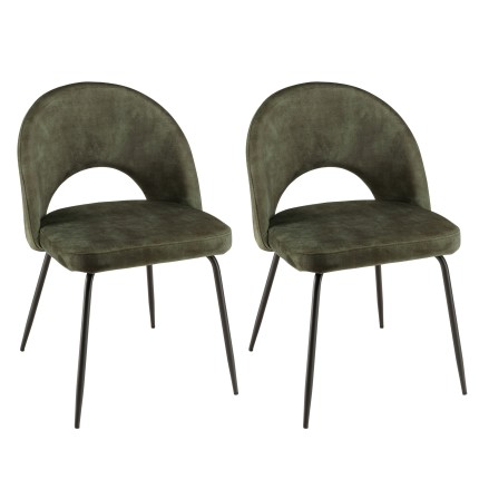 Lot 2 chaises velours vert sapin TOM