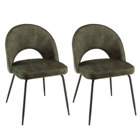 Lot 2 chaises velours vert sapin TOM
