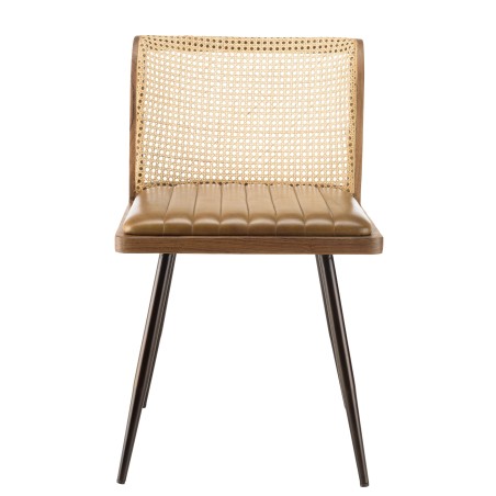 Lot de 2 chaises MARCEL en manguier et cuir