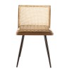 MARCEL Set of 2 Mango Wood Chairs - Padded Leather Seat & Rattan Backrest