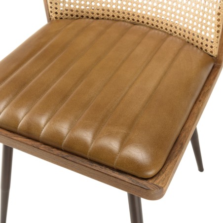 Lot de 2 chaises MARCEL en manguier et cuir