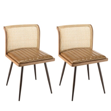 Lot de 2 chaises MARCEL en manguier et cuir