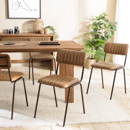 Lot de 2 chaises MARCEL en cuir et acier