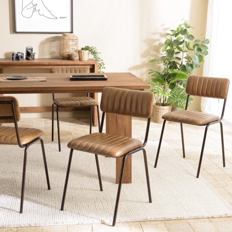 MARCEL Set of 2 Chairs - Padded Leather Seat and Backrest