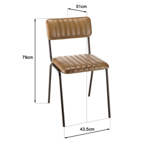 Lot de 2 chaises MARCEL en cuir et acier