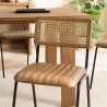 MARCEL Set of 2 Mango Wood Chairs with Padded Leather Seat