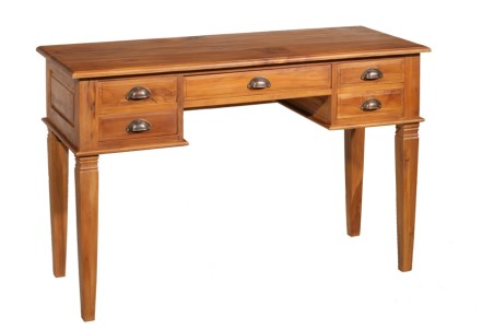 Bureau 5 tiroirs bois teck massif
