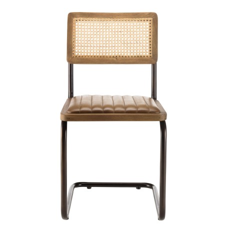 Lot de 2 chaises MARCEL en manguier et cuir